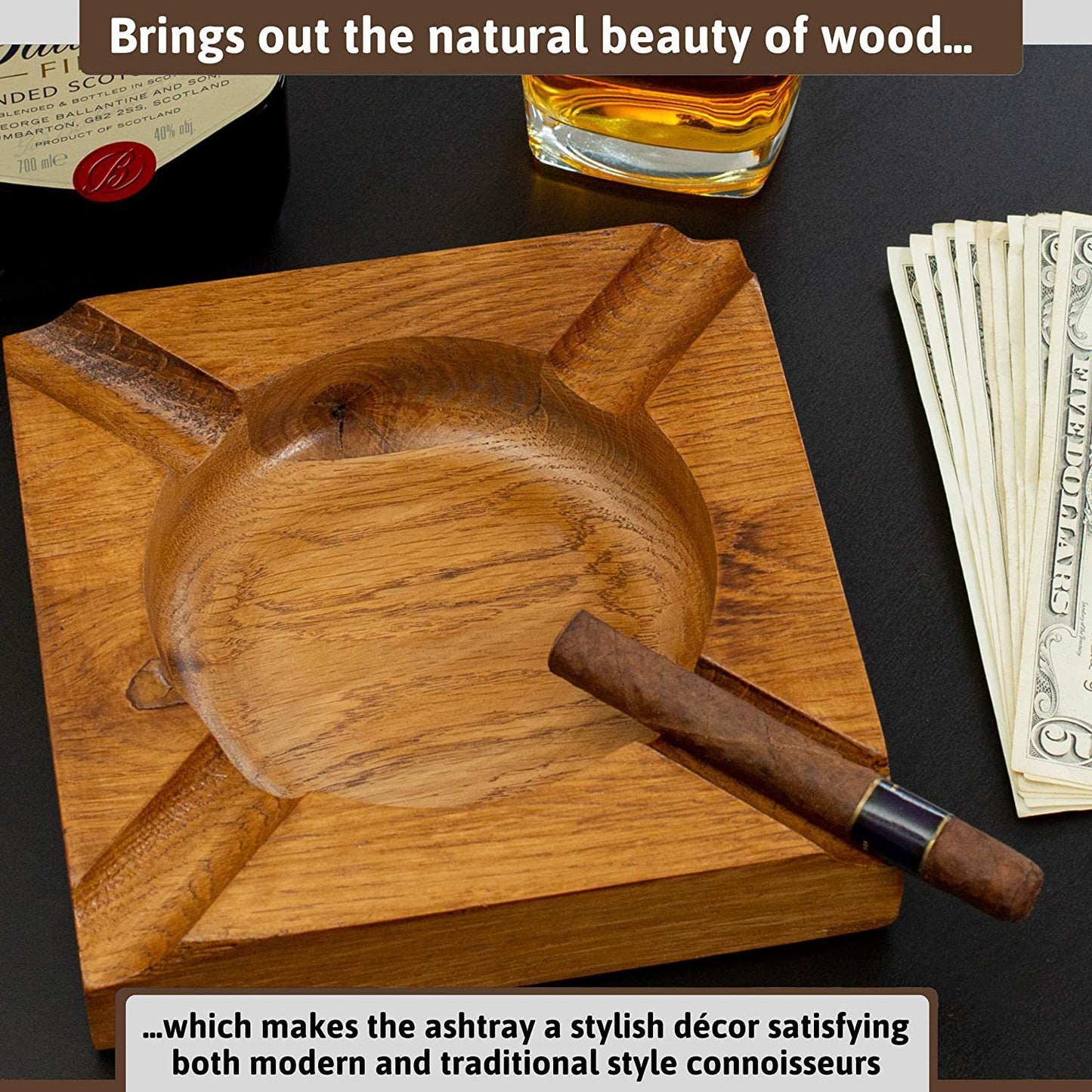 Portable Wooden Ashtray with Keychain