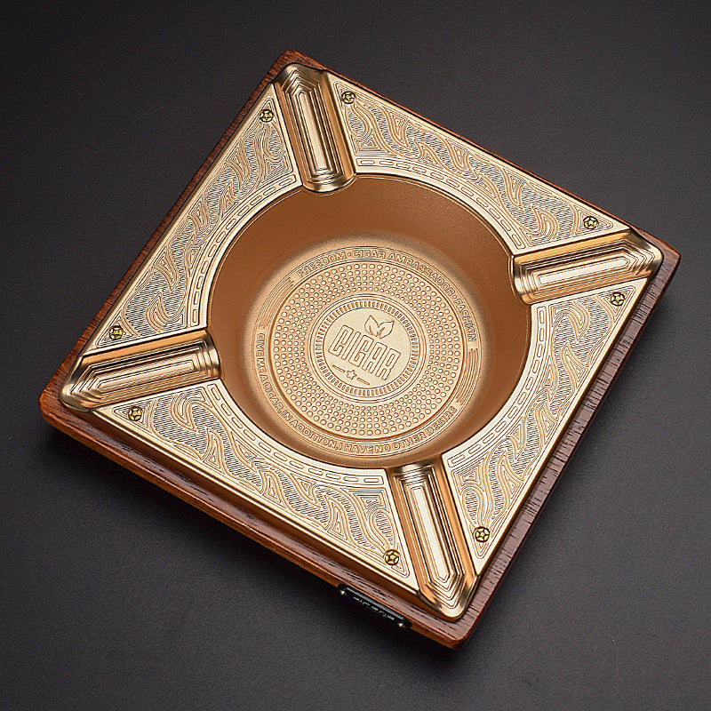 Solid Wood & Metal Ashtray