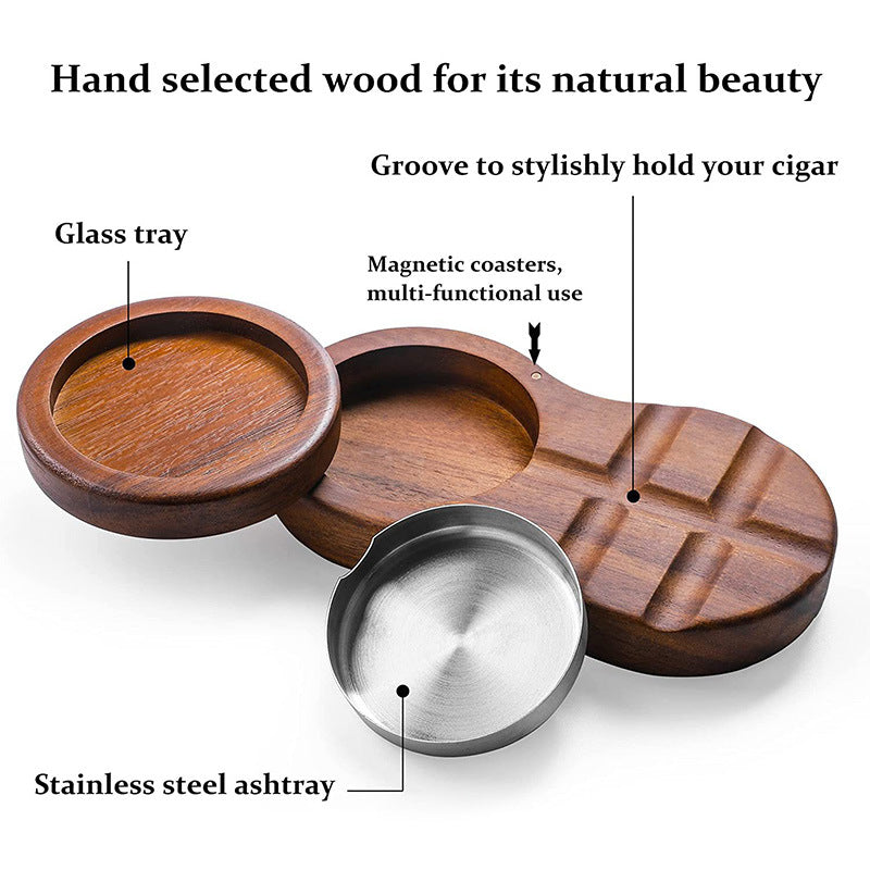 Portable Wooden Ashtray with Keychain