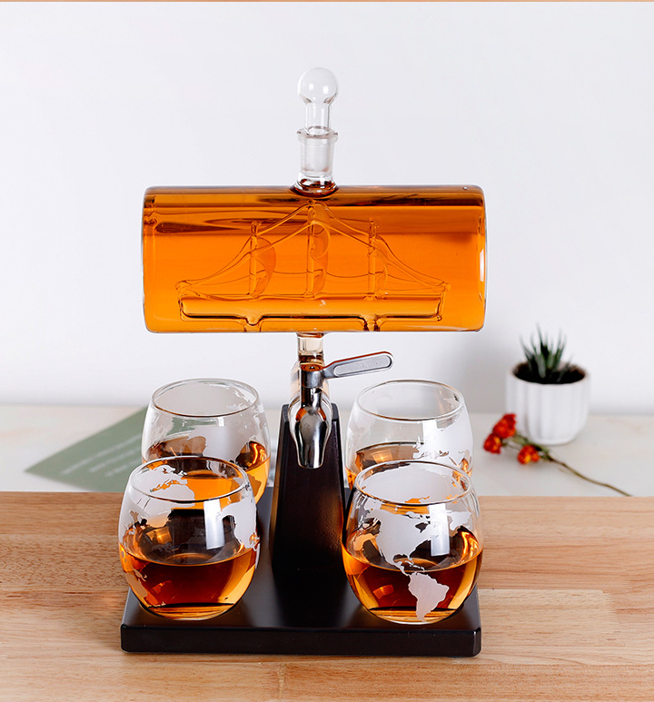 Whiskey Barrel Decanter Set