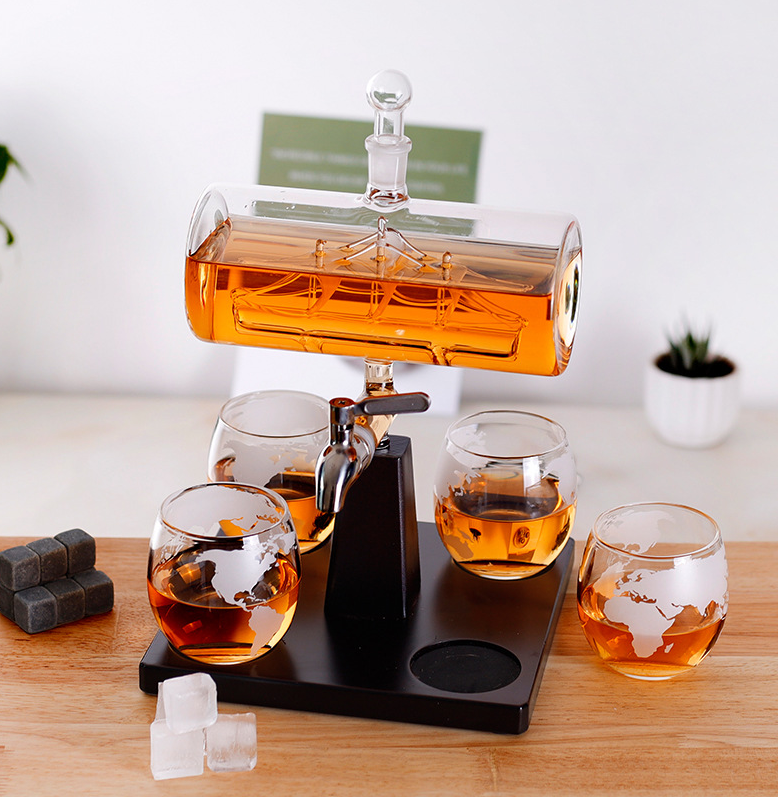 Whiskey Barrel Decanter Set