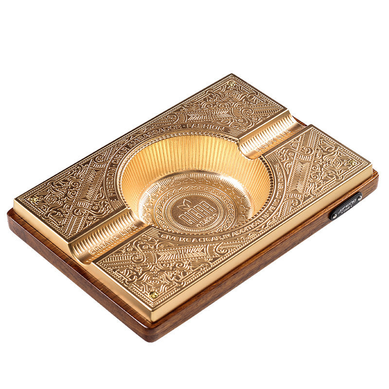 Solid Wood Metal Ashtray