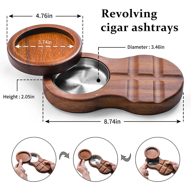 Portable Wooden Ashtray with Keychain