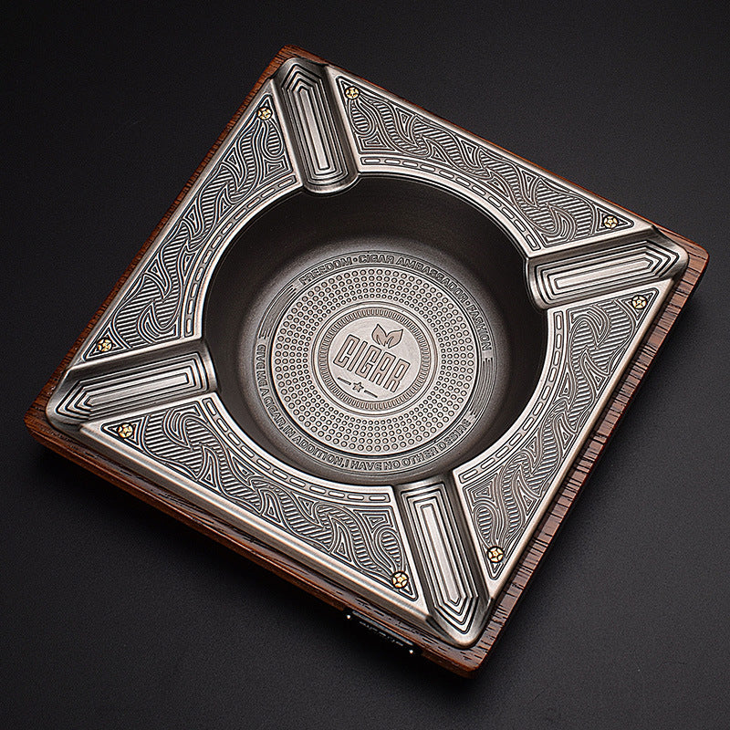 Solid Wood & Metal Ashtray