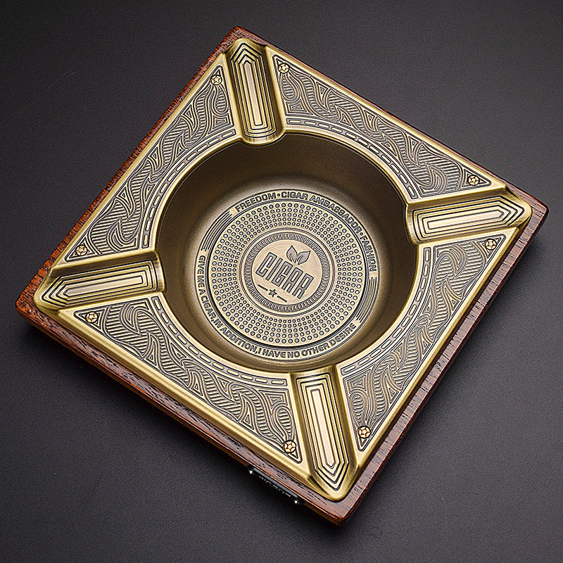 Solid Wood & Metal Ashtray