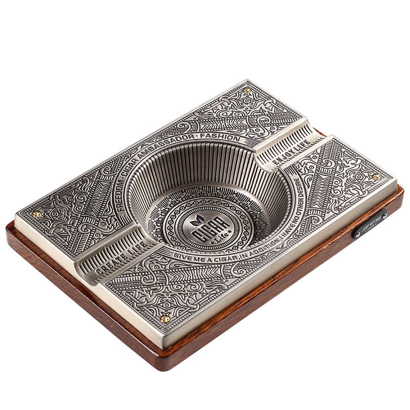 Solid Wood Metal Ashtray