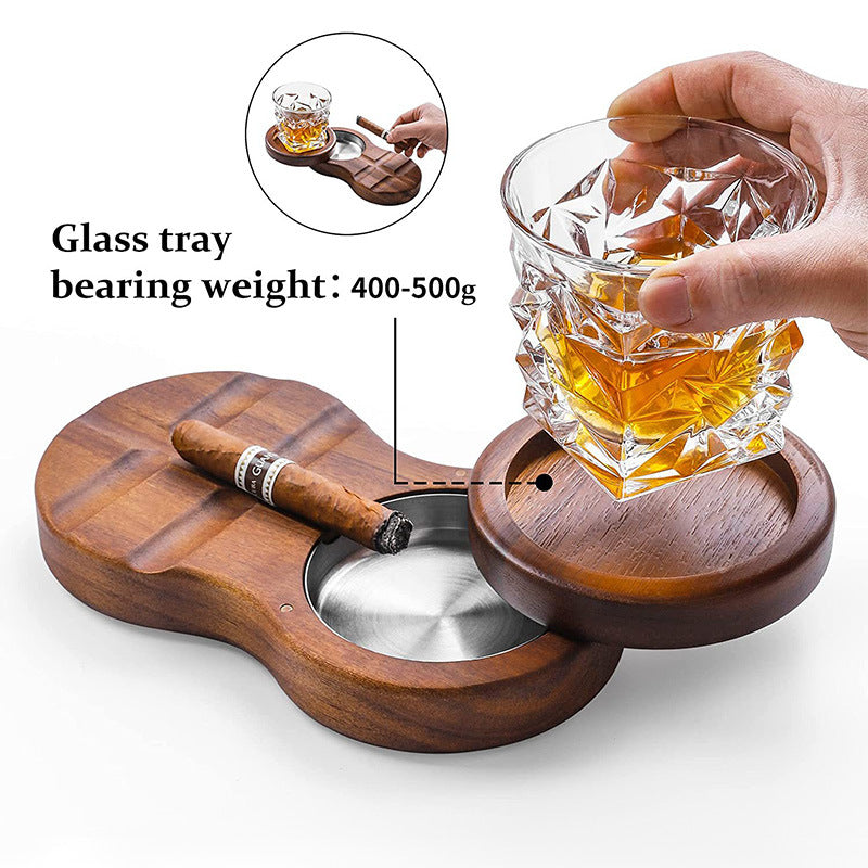 Portable Wooden Ashtray with Keychain